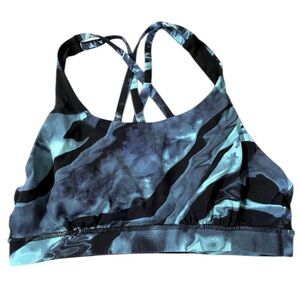 Lululemon Blue and Black Strappy Sports Bra. Size 10.